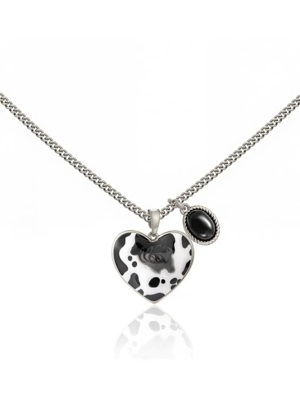 Women Silver Black Western Gold Plated Wrangler Heart Turquoise Pendant Necklace
